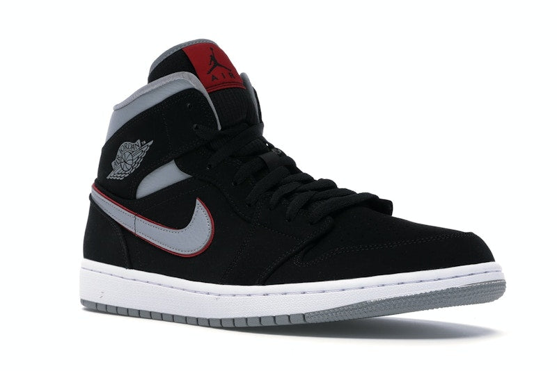 Jordan 1 Mid Black Particle Grey Gym Red
