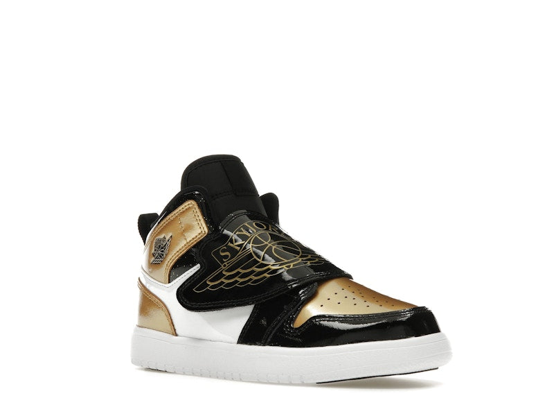 Sky Jordan 1 Mid Black Metallic Gold White (PS)