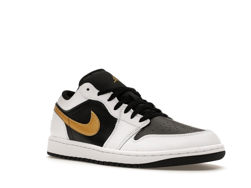 Jordan 1 Low White Black Metallic Gold Swoosh