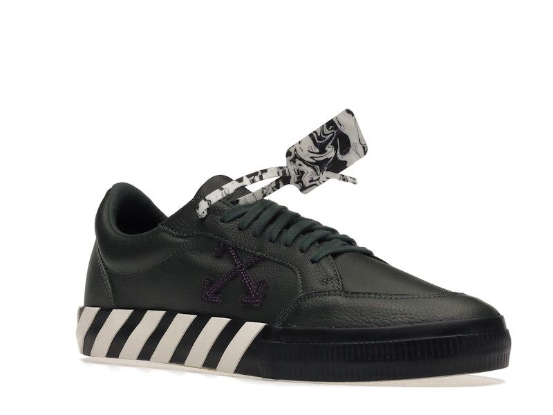 OFF-WHITE Vulc Low Dark Green Leather