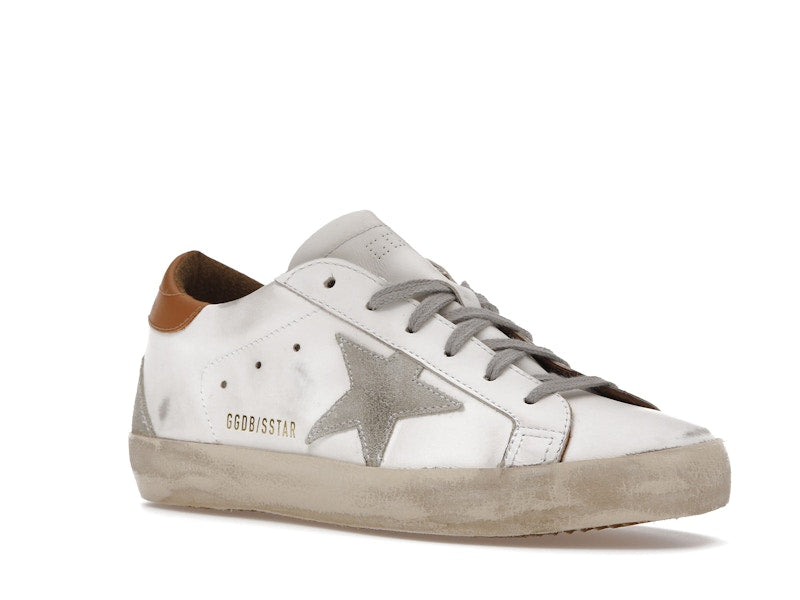 Golden Goose Super-Star White Vacchetta Tan Grey Suede Patch (Women's)