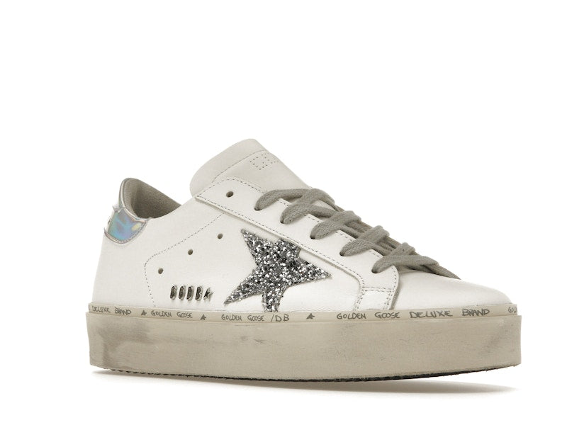 Golden Goose Hi Star White Glitter Star Mirror Heel (Women's)