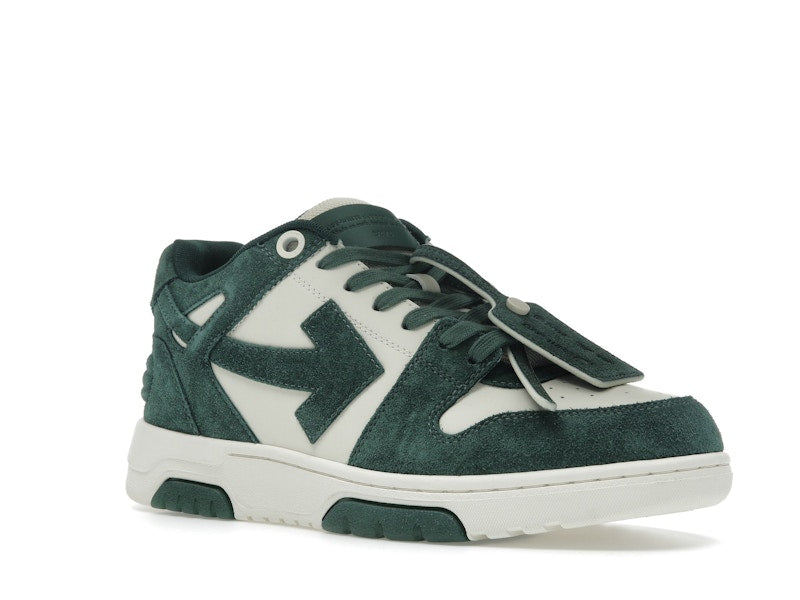 OFF-WHITE Out Of Office "OOO" Low Tops Jet Green Ecru Suede