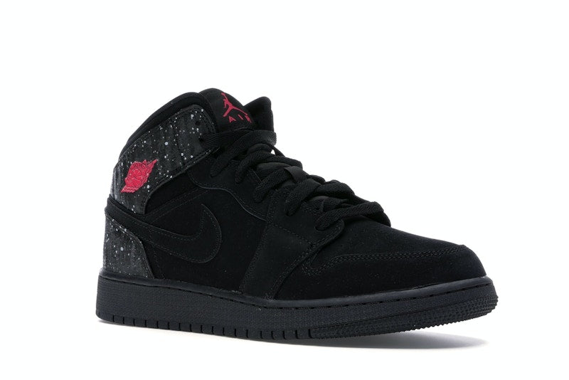 Jordan 1 Mid Black Rush Pink White Splatter (GS)