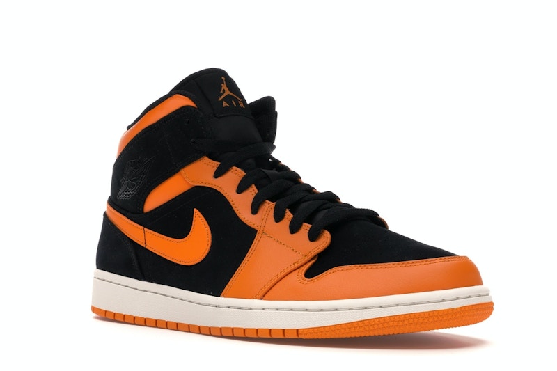 Jordan 1 Mid Black Orange Peel