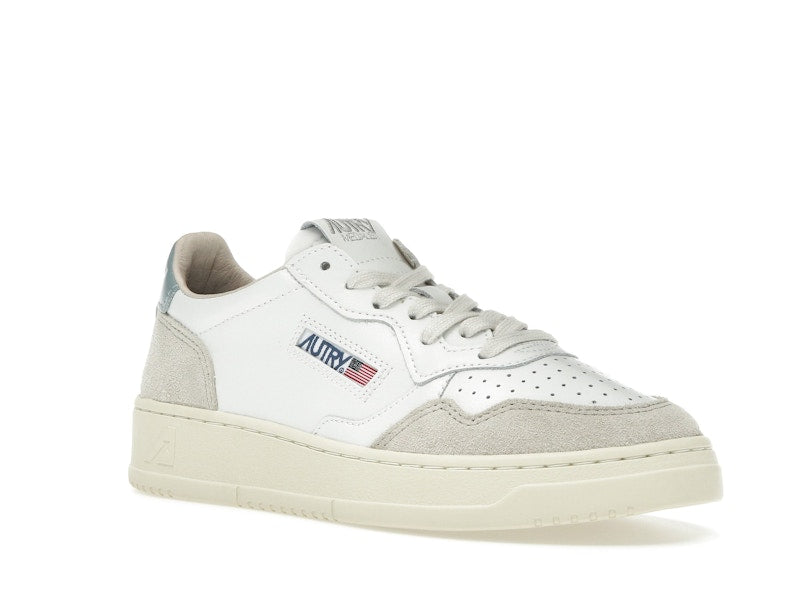 Autry Medalist Leather Low White Silver Blue Beige (Women's)