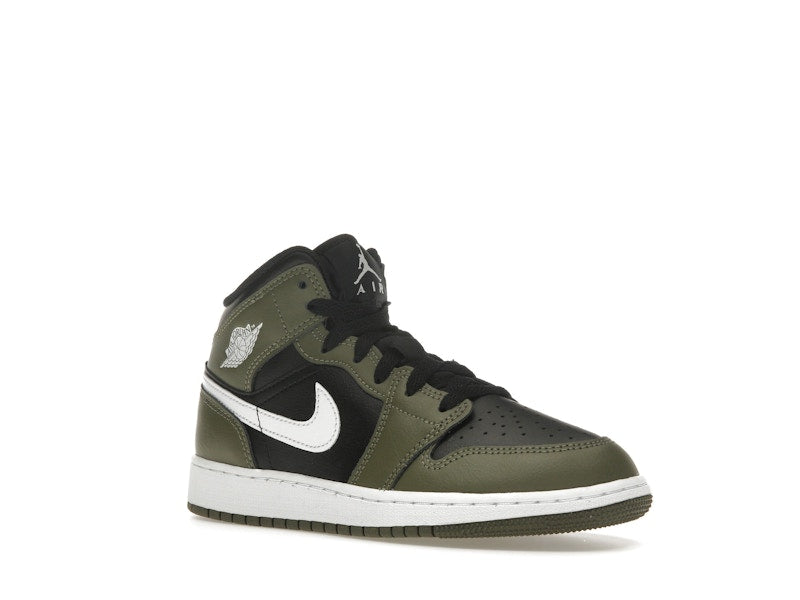 Jordan 1 Mid Black White Olive (GS)