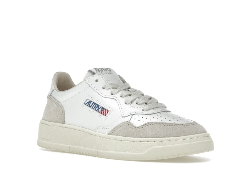 Autry Medalist Leather Low White Beige Suede (Women's)