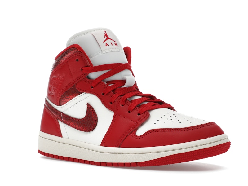 Jordan 1 Mid SE Red Cracked Leather (Women's)