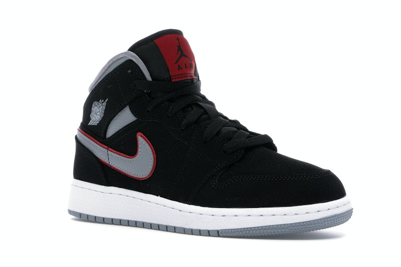 Jordan 1 Mid Black Particle Grey Gym Red (GS)