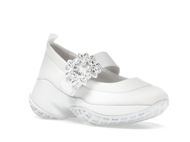 Roger Vivier Viv' Run Babies White Crystal Buckle (Women's)