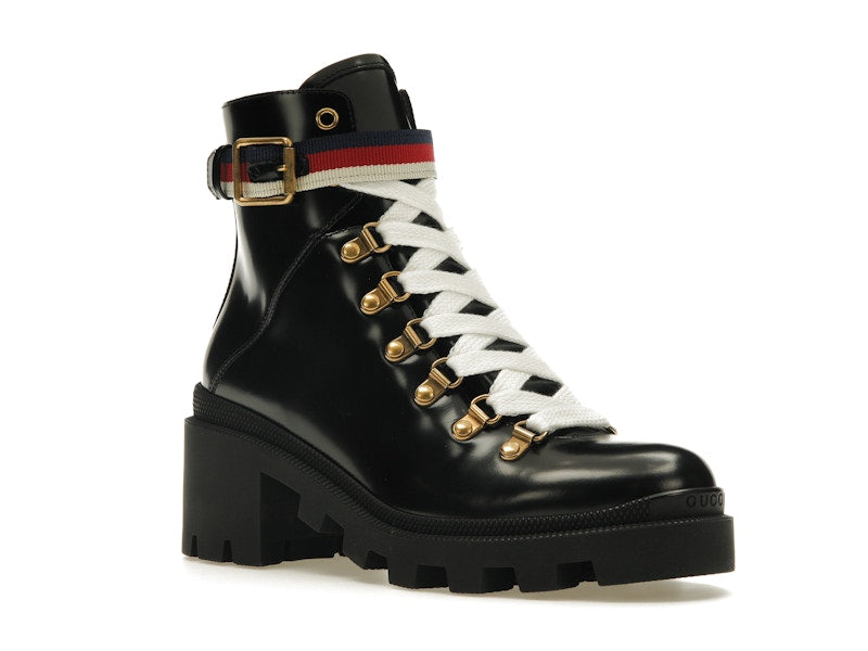 Gucci Sylvie Web 55mm Ankle Boot Black Leather
