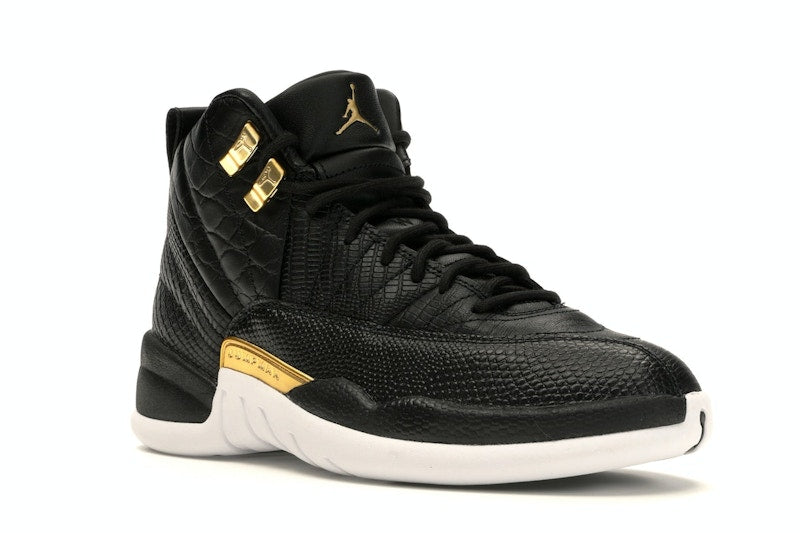 Jordan 12 Retro Black Metallic Gold White (Women's)