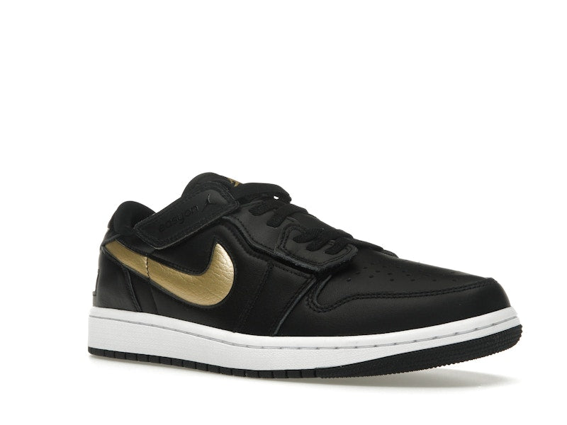 Jordan 1 Low FlyEase Black White Metallic Gold