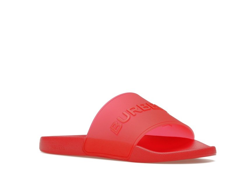 Burberry Embossed Logo Slides Bright Red