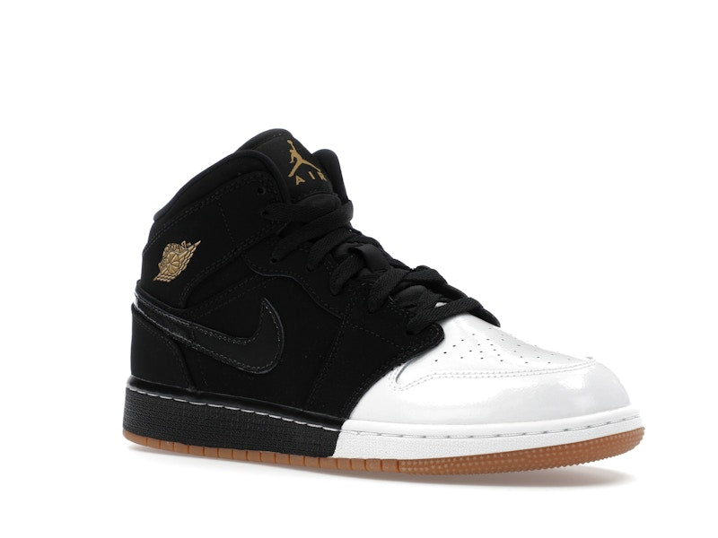 Jordan 1 Mid Black White Gold (GS)