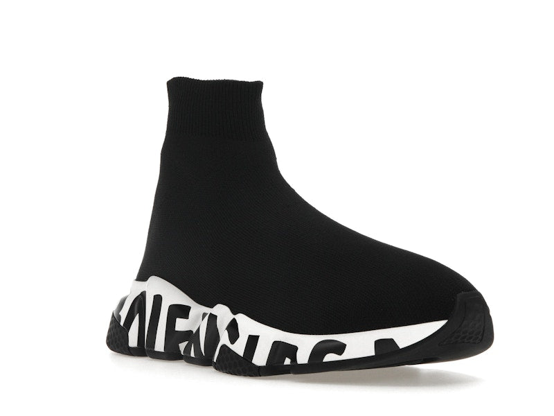 Balenciaga Speed Graffiti Trainers White Black Logo (Women's)