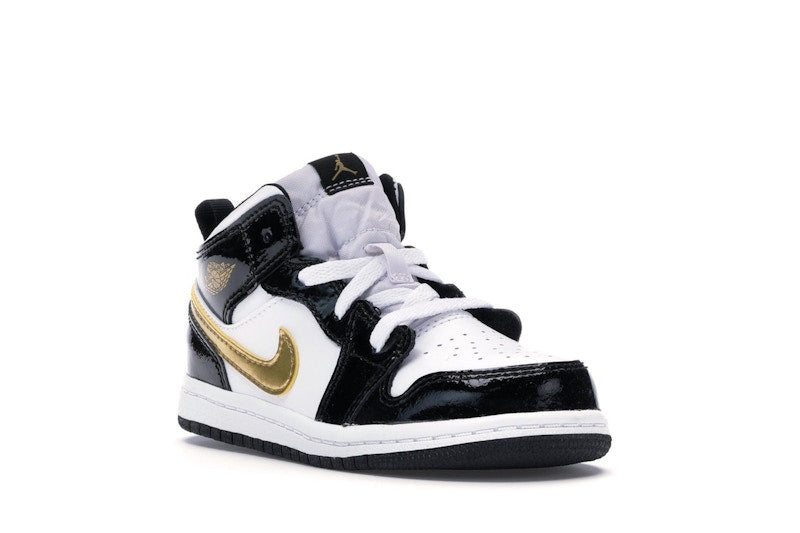 Jordan 1 Mid Patent Black White Gold (TD)
