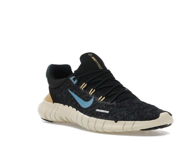 Nike Free Run 5.0 Next Nature Black Anthracite Wheat Gold Noise Aqua (Women's)
