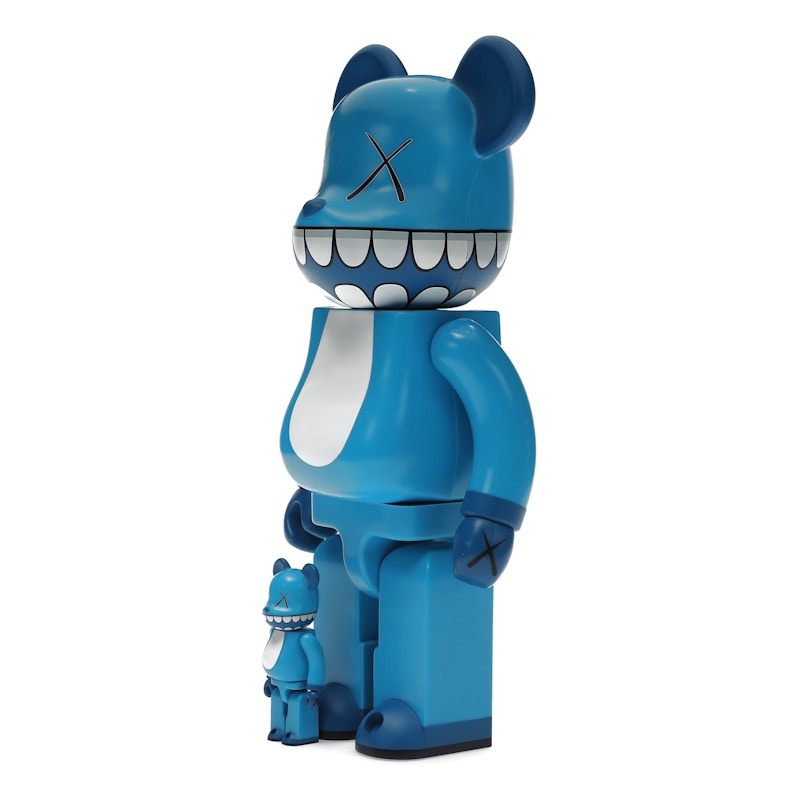 Bearbrick x a-nation KAWS Chompers 100% & 400% Set Blue