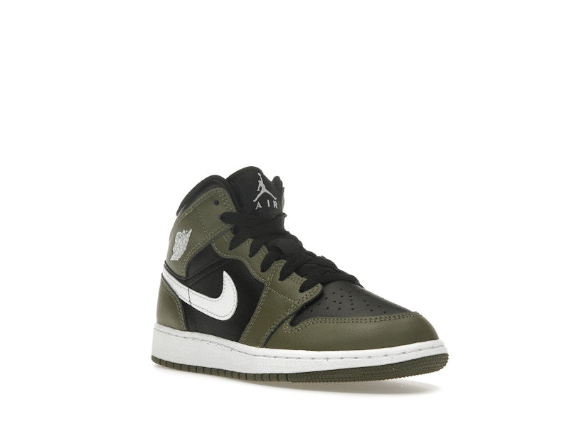 Jordan 1 Mid Black White Olive (GS)