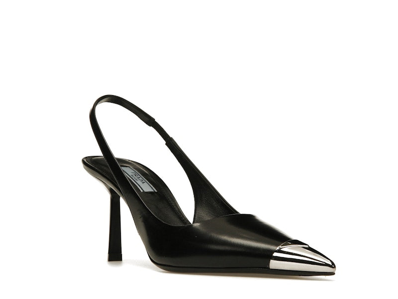 Prada 75mm Slingback Pump Black Leather