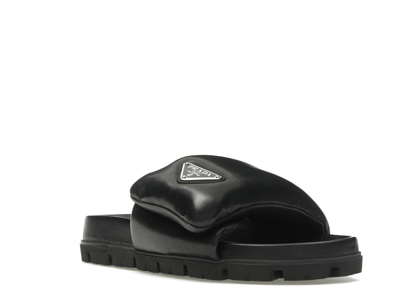 Prada Soft Padded 20mm Slide Sandal Black Nappa Leather
