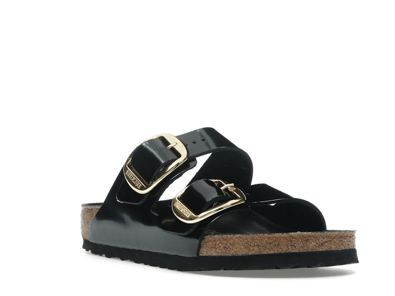 Birkenstock Arizona Big Buckle Natural Leather Patent Black Gold (Women's)