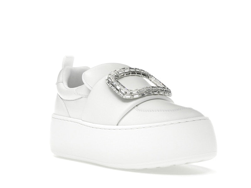 Roger Vivier Viv' Up White Crystal Buckle (Women's)