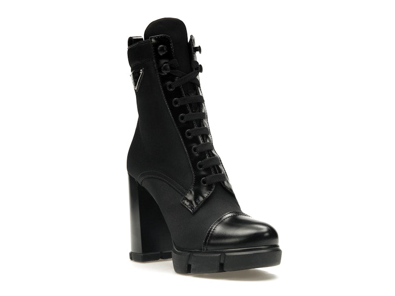 Prada 110 mm Nylon Booties Black Brushed Leather
