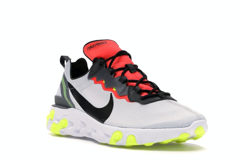Nike React Element 55 Pure Platinum Bright Crimson Volt