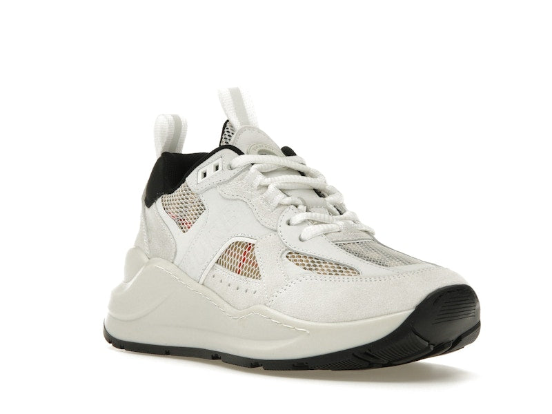 Burberry Logo Print Leather, Suede and Check Mesh Sneakers Archive Beige White (Women's)