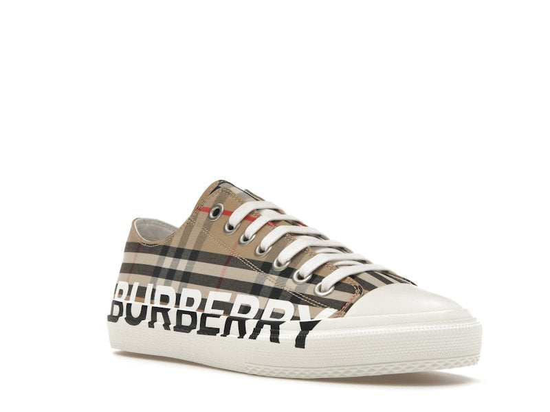 Burberry Logo Print Vintage Check Cotton Sneakers Archive Beige (Women's)
