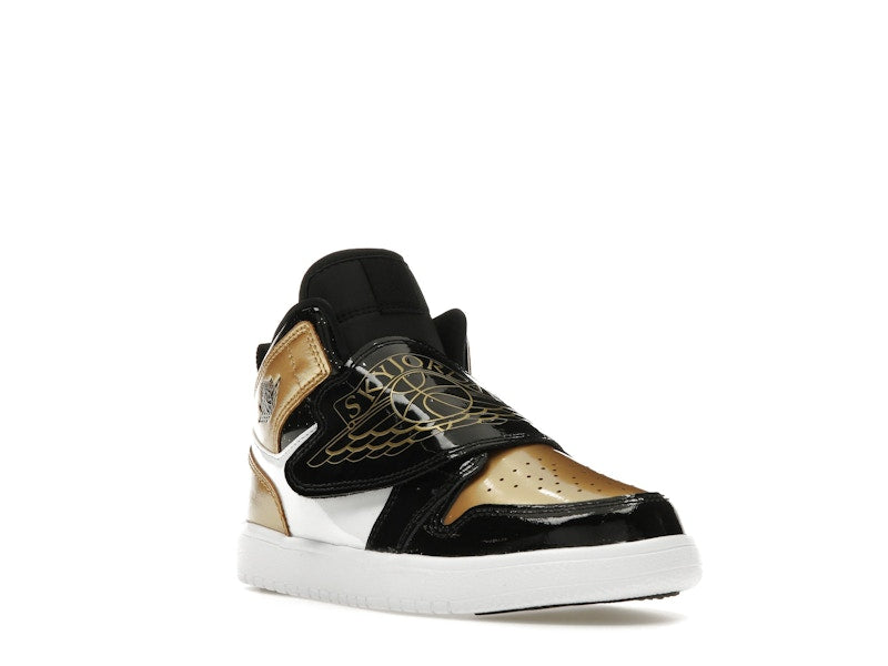 Sky Jordan 1 Mid Black Metallic Gold White (PS)