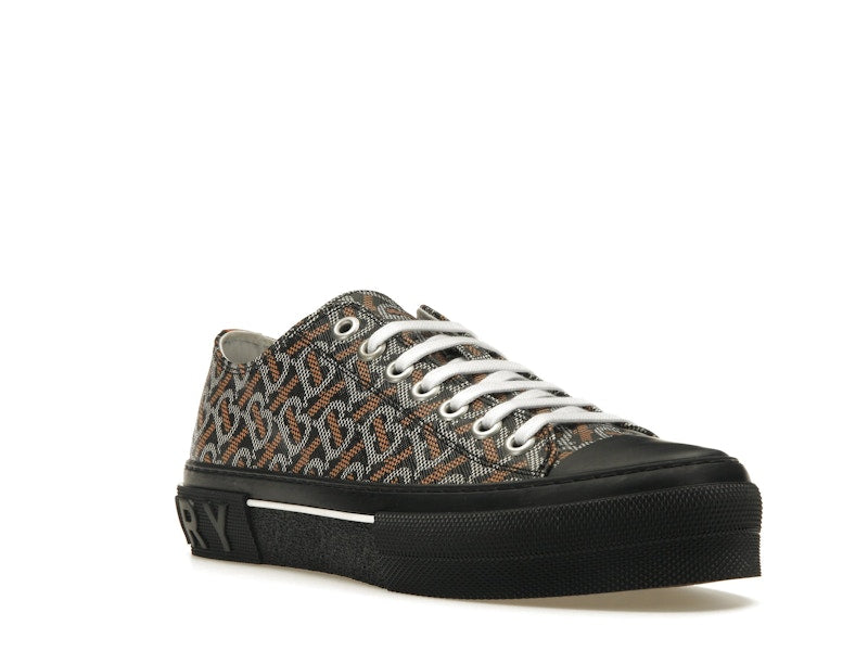 Burberry Monogram Pattern Low Top Black Orange Canvas