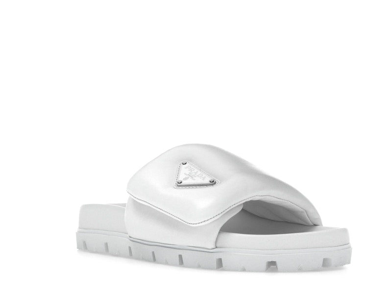 Prada Soft Padded 20mm Slide Sandal White Nappa Leather