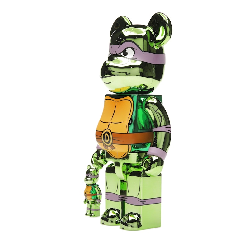 Bearbrick x Teenage Mutant Ninja Turtles Donatello 100% & 400% Set Chrome Ver.