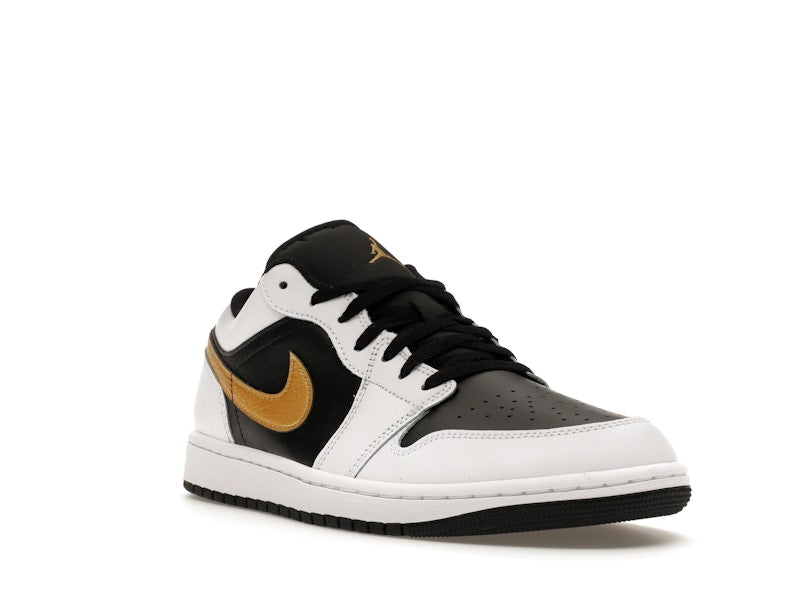 Jordan 1 Low White Black Metallic Gold Swoosh