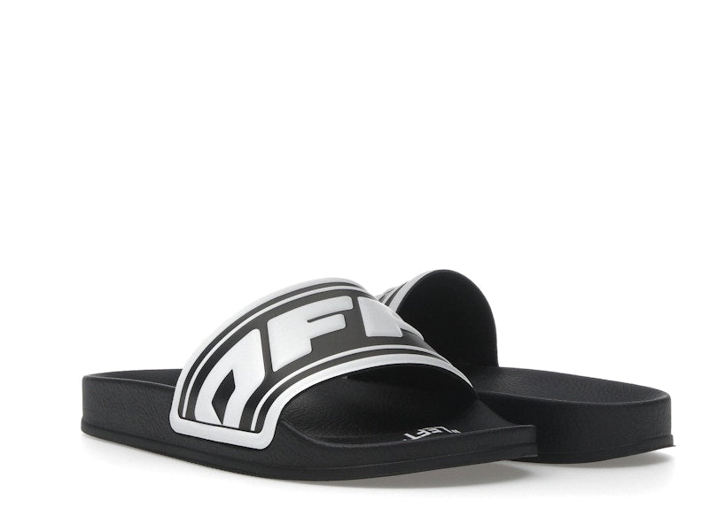 OFF-WHITE Embossed Logo Pool Slides Black White (Women's)
