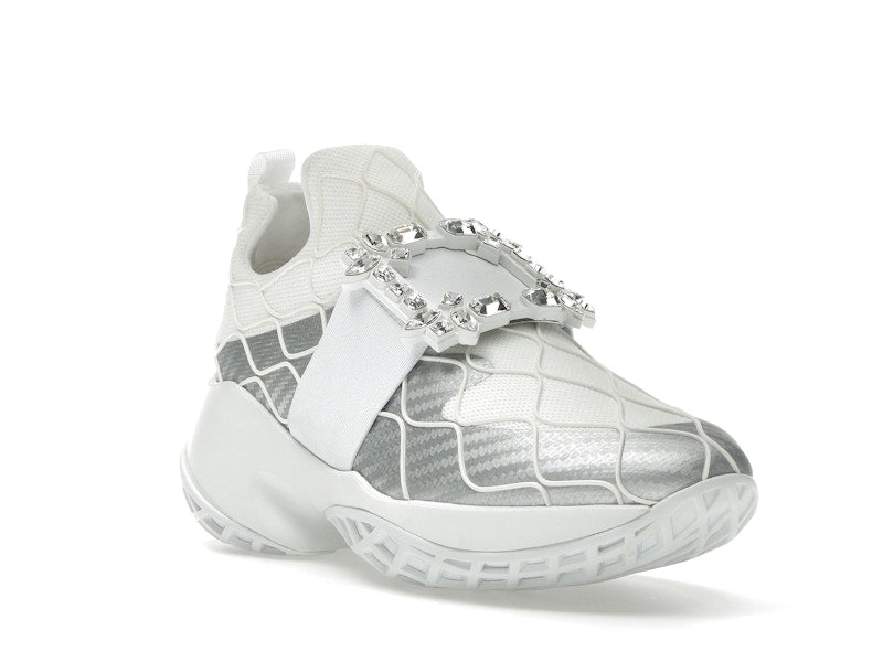 Roger Vivier Viv' Run Fabric Silver Crystal Buckle (Women's)