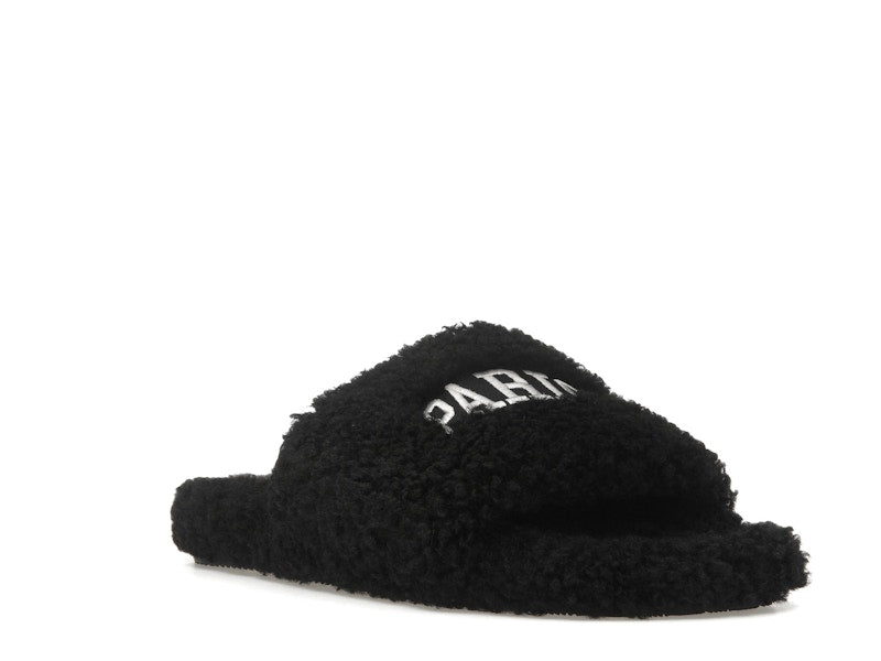Balenciaga Paris Furry Slide Black
