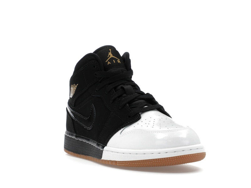 Jordan 1 Mid Black White Gold (GS)