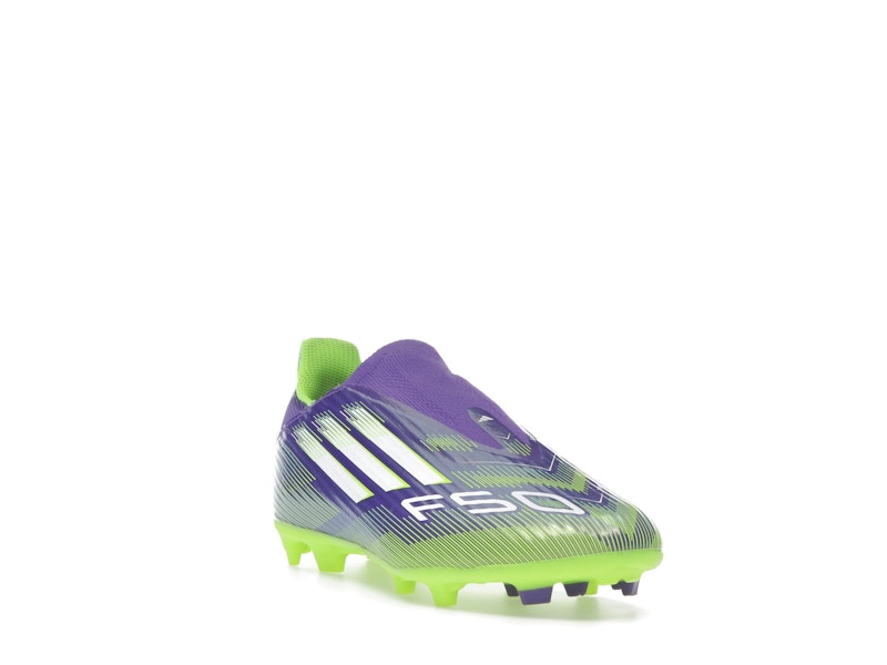 adidas F50 League Laceless FG/MG Purple Rush Cloud White Lucid Lemon (GS)
