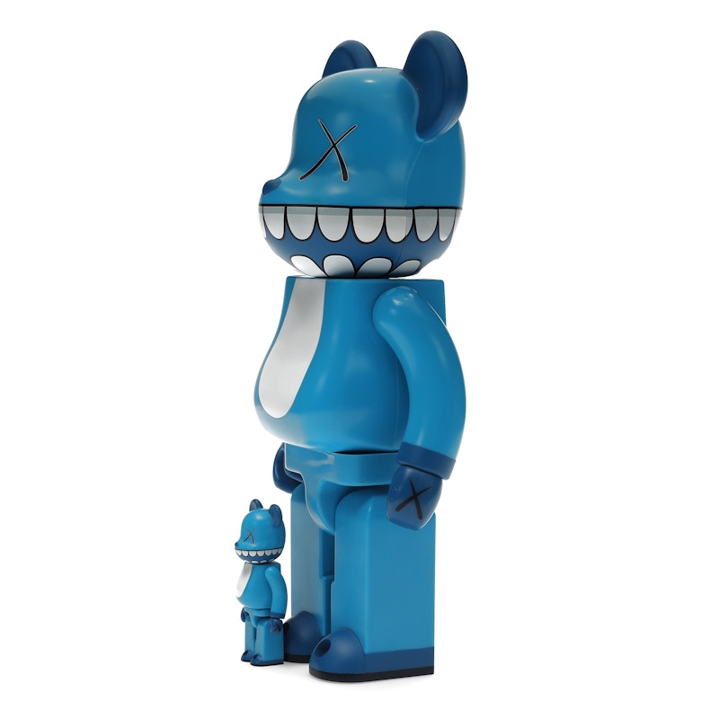 Bearbrick x a-nation KAWS Chompers 100% & 400% Set Blue