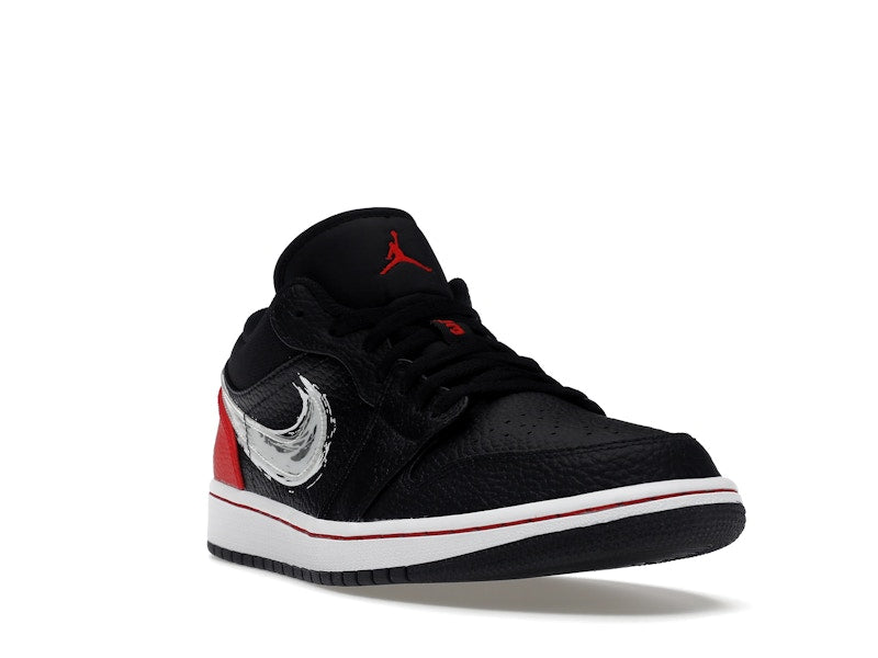 Jordan 1 Low Brushstroke Swoosh Black