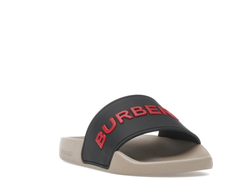 Burberry Embossed Logo Slide Black Red Tan (Women's)