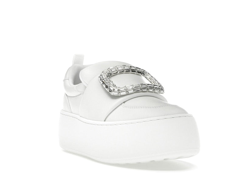 Roger Vivier Viv' Up White Crystal Buckle (Women's)