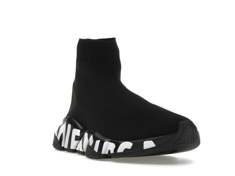 Balenciaga Speed Graffiti Trainers Black White Logo (Women's)