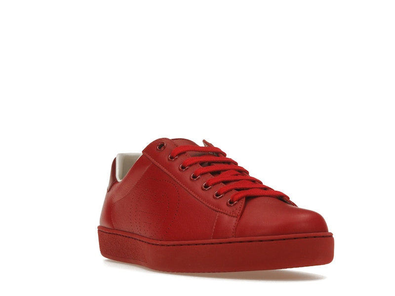 Gucci Ace Perforated Interlocking G Red
