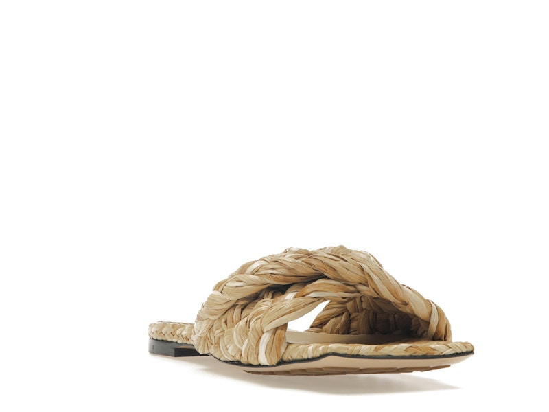 Bottega Veneta Raffia Stretch Flat Sandals Macadamia (Women's)
